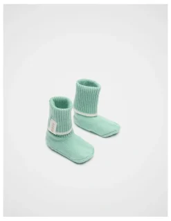 Seed Heritage Cuffed Knit Booties in Seafoam