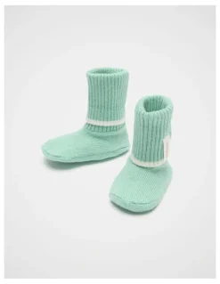 Seed Heritage Cuffed Knit Booties in Seafoam