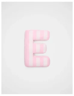 Seed Heritage E Stripe Initial Cushion in Pink