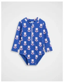 Seed Heritage Floral Rashsuit in Cobalt