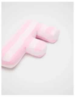 Seed Heritage F Stripe Initial Cushion in Pink