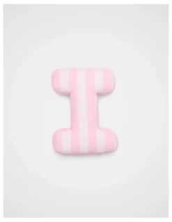 Seed Heritage I Stripe Initial Cushion in Pink