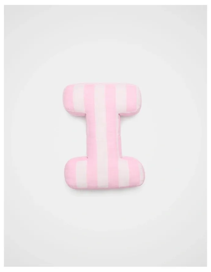 Seed Heritage I Stripe Initial Cushion in Pink