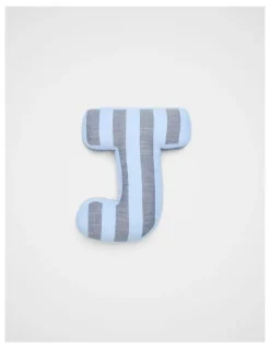 Seed Heritage J Stripe Initial Cushion in Blue