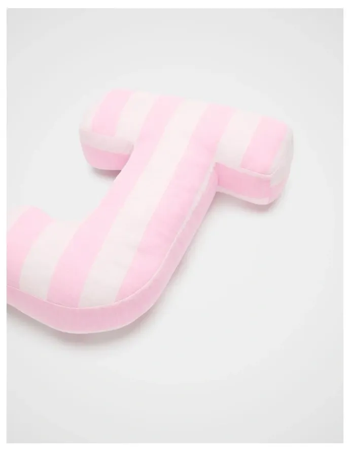 Seed Heritage J Stripe Initial Cushion in Pink