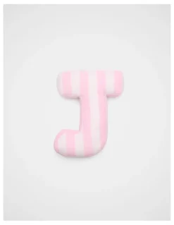 Seed Heritage J Stripe Initial Cushion in Pink