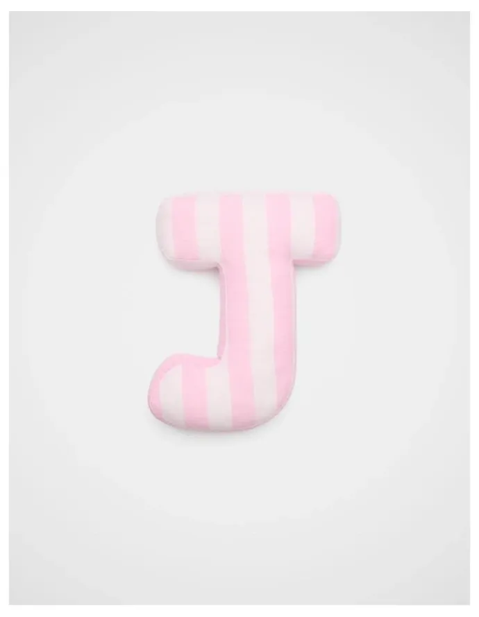 Seed Heritage J Stripe Initial Cushion in Pink