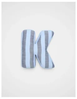 Seed Heritage K Stripe Initial Cushion in Blue