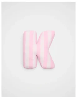 Seed Heritage K Stripe Initial Cushion in Pink