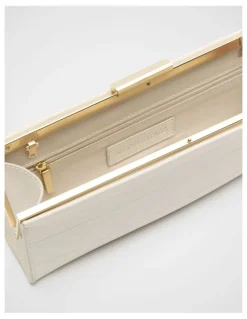 Seed Heritage Leather Box Clutch in Stone