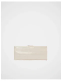 Seed Heritage Leather Box Clutch in Stone