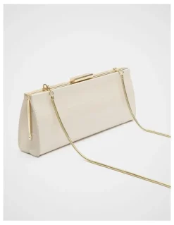 Seed Heritage Leather Box Clutch in Stone
