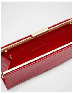 Seed Heritage Leather Box Clutch in Chilli Red