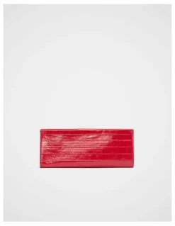 Seed Heritage Leather Box Clutch in Chilli Red