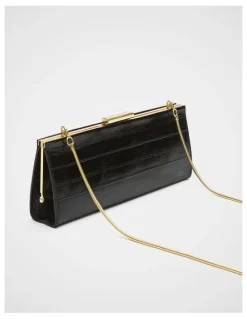 Seed Heritage Leather Box Clutch in Black