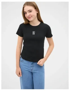 Seed Heritage Logo Rib Tee in Black