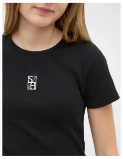 Seed Heritage Logo Rib Tee in Black