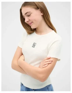 Seed Heritage Logo Rib Tee in Classic Cream