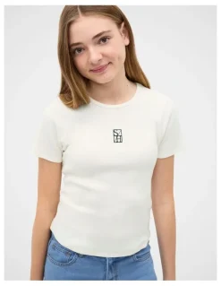 Seed Heritage Logo Rib Tee in Classic Cream