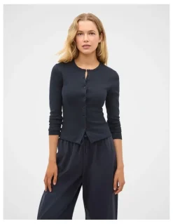 Seed Heritage Pointelle Button Cardigan