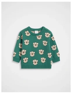 Seed Heritage Pups Jacquard Knit Jumper in Jungle Green