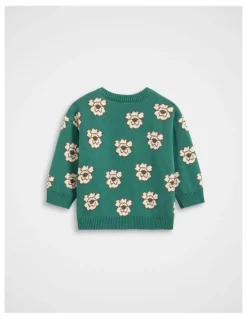 Seed Heritage Pups Jacquard Knit Jumper in Jungle Green