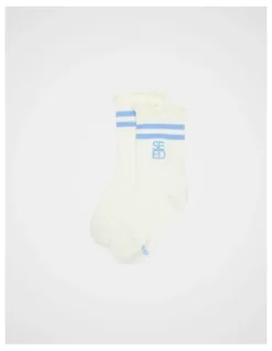 Seed Heritage Quad Logo Stripe Socks in Cloud Blue