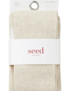 Seed Heritage Rib Full Length Tight In Oat Marle