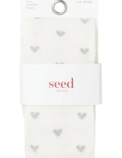 Seed Heritage Silver Heart Tights White