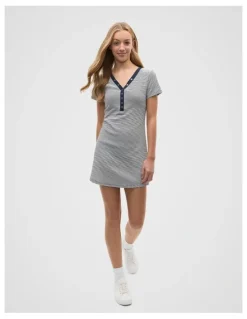Seed Heritage Snap Rib Dress in Blue