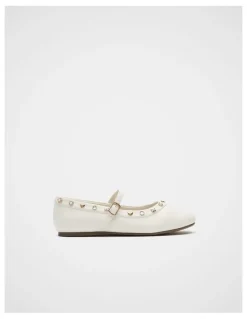 Seed Heritage Stud Detail Ballet in Classic Cream