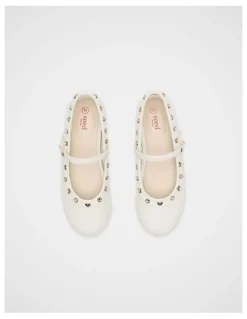 Seed Heritage Stud Detail Ballet in Classic Cream