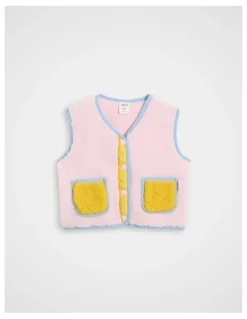 Seed Heritage Teddy Gilet in Pink Lemonade