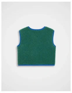 Seed Heritage Teddy Gilet Jacket in Jungle Green