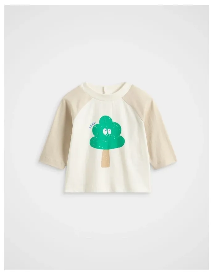 Seed Heritage Tree Raglan Tee in Cool Stone