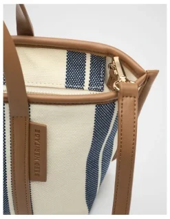 Seed Heritage Trim Detail Stripe Mini Tote in Twilight Blue