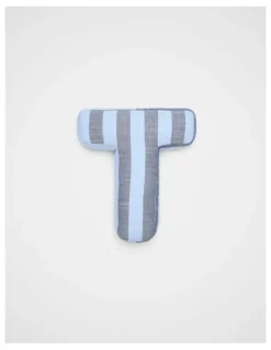 Seed Heritage T Stripe Initial Cushion in Blue