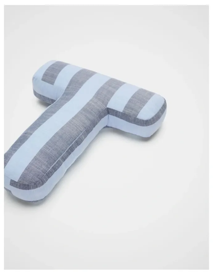 Seed Heritage T Stripe Initial Cushion in Blue