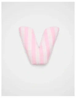 Seed Heritage V Stripe Initial Cushion in Pink