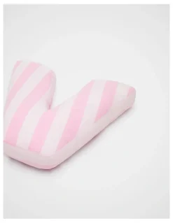 Seed Heritage V Stripe Initial Cushion in Pink