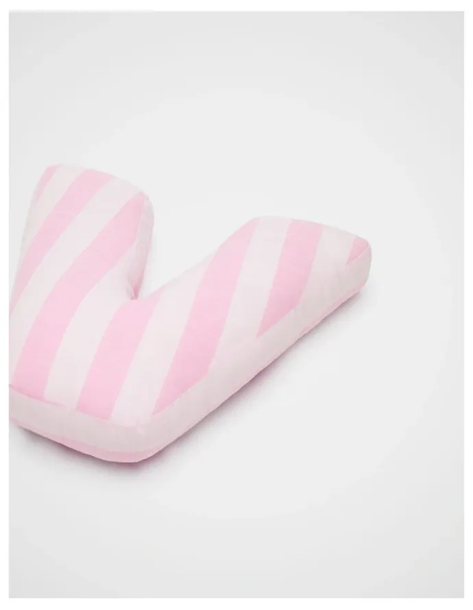Seed Heritage V Stripe Initial Cushion in Pink