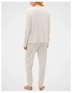 Seed Heritage Waffle Top and Pant PJ Set in Meringue Marle