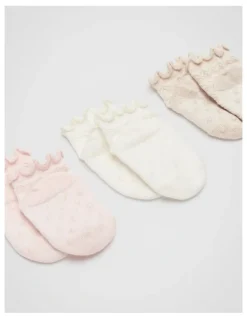 Seed Heritage Zig Zag Frill Sock 3 Pack in Light Pink