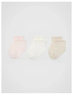 Seed Heritage Zig Zag Frill Sock 3 Pack in Light Pink