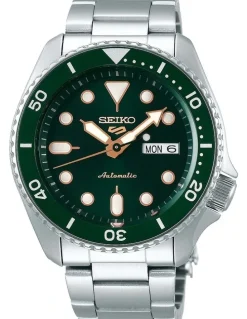 Seiko 5 Sports Automatic 42.5mm Green Dial Silver Watch SRPD63K
