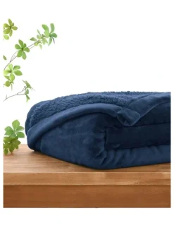 Serene Hudson Fleece and Sherpa Reverse Throw Blanket in Midnight Blue