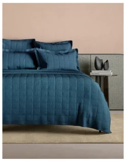 Sheridan Abbotson Linen Bed Cover in Deep Blue Marle