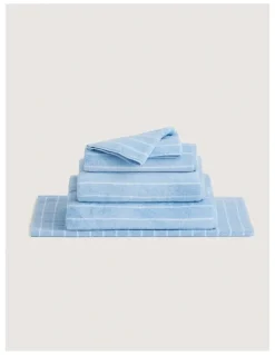 Sheridan Aven Stripe Cotton Towel Collection in Skylight