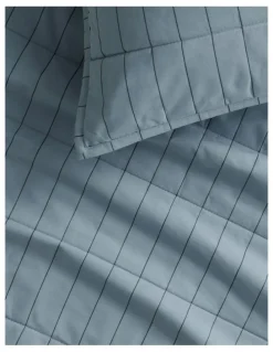Sheridan Bayley Stripe Washed Percale Bedcover in Steel Blue