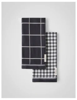 Sheridan Frama Tea Towel Set - Two Pack in Carbon